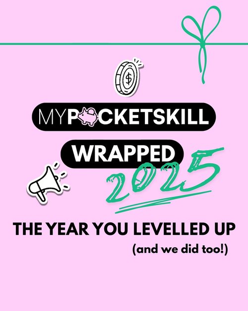 Infographic showing MyPocketSkill Wrapped 2025 earnings and teen job statistics.